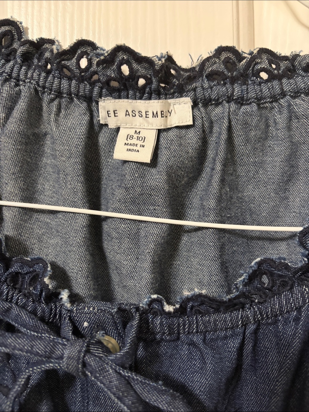 Madewell Navy Embroidered Button-Front Peasant Blouse - Picture 2 of 4